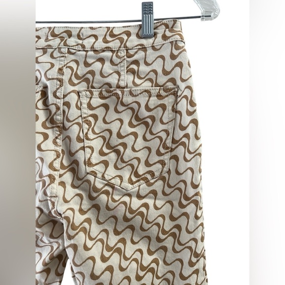 Free people wide leg flare high waisted brown and ivory pants - Picture 5 of 6